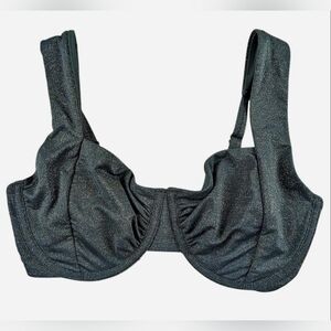 Abercrombie and Fitch Curve Love bikini top green with gold sparkles size small